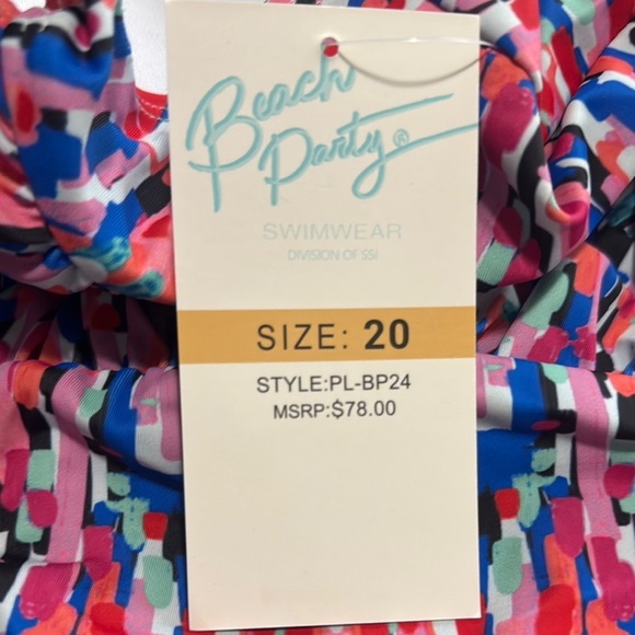 Beach Party Multicolor One Piece Swimsuit Underwire Shirred Size 20 NWT - Picture 4 of 8